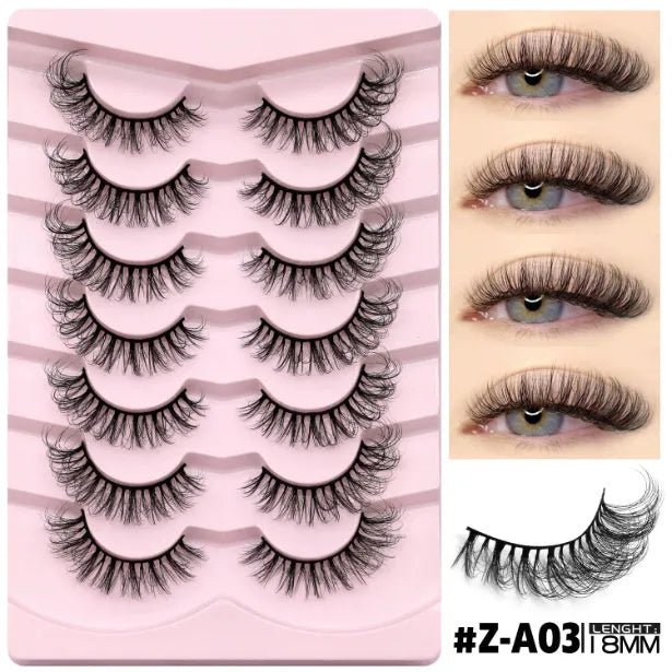 Natural false eyelashes without eyeliner in artificial fibre with thick natural long style