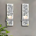 Pair of silver glass wall candlesticks with modern minimalist design