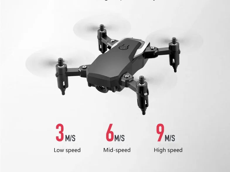 LF606 folding four-axis drone with 4K HD camera, black or white, 11 x 11 x 3.5 cm, altitude hold and headless mode.