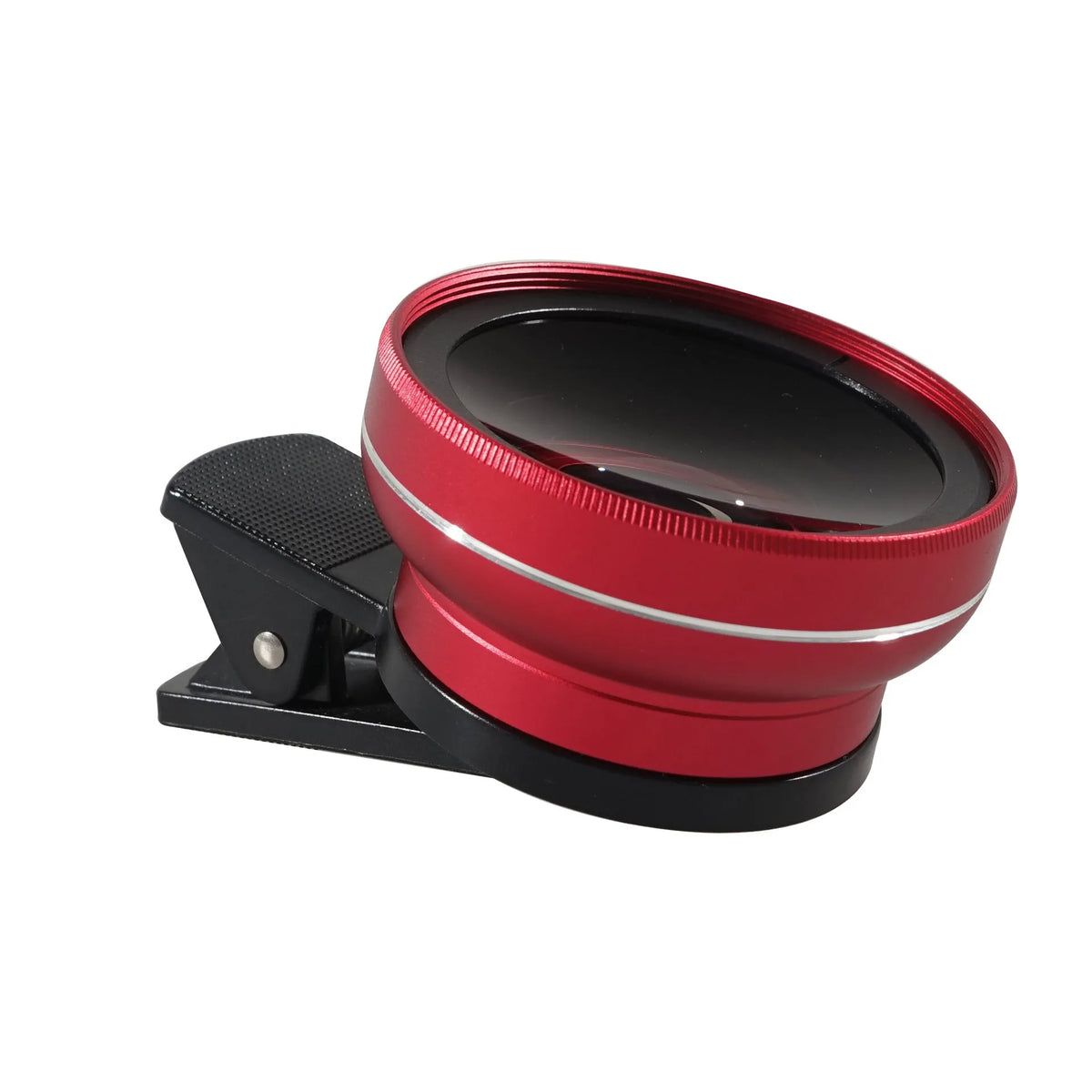 LIEQI black and silver wide-angle and macro external lenses for mobile phone camera attachment.