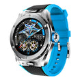 MV58 black smart watch with silicone strap showing heart rate and call functions on screen