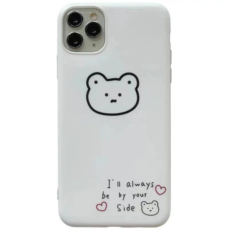 Soft silicone mobile phone case featuring a cartoon bear design, compatible with multiple Apple iPhone models.