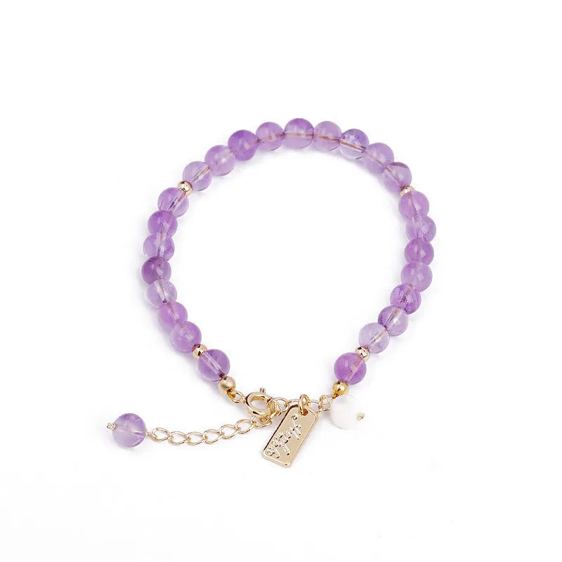 Natural crystal women's bracelet with romantic lavender amethyst colours and zodiac or animal modelling