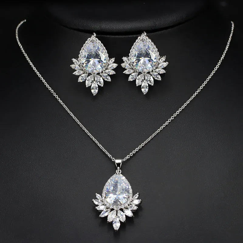AAA jewellery chain set with necklace and earrings in blue, red and white colours for formal events