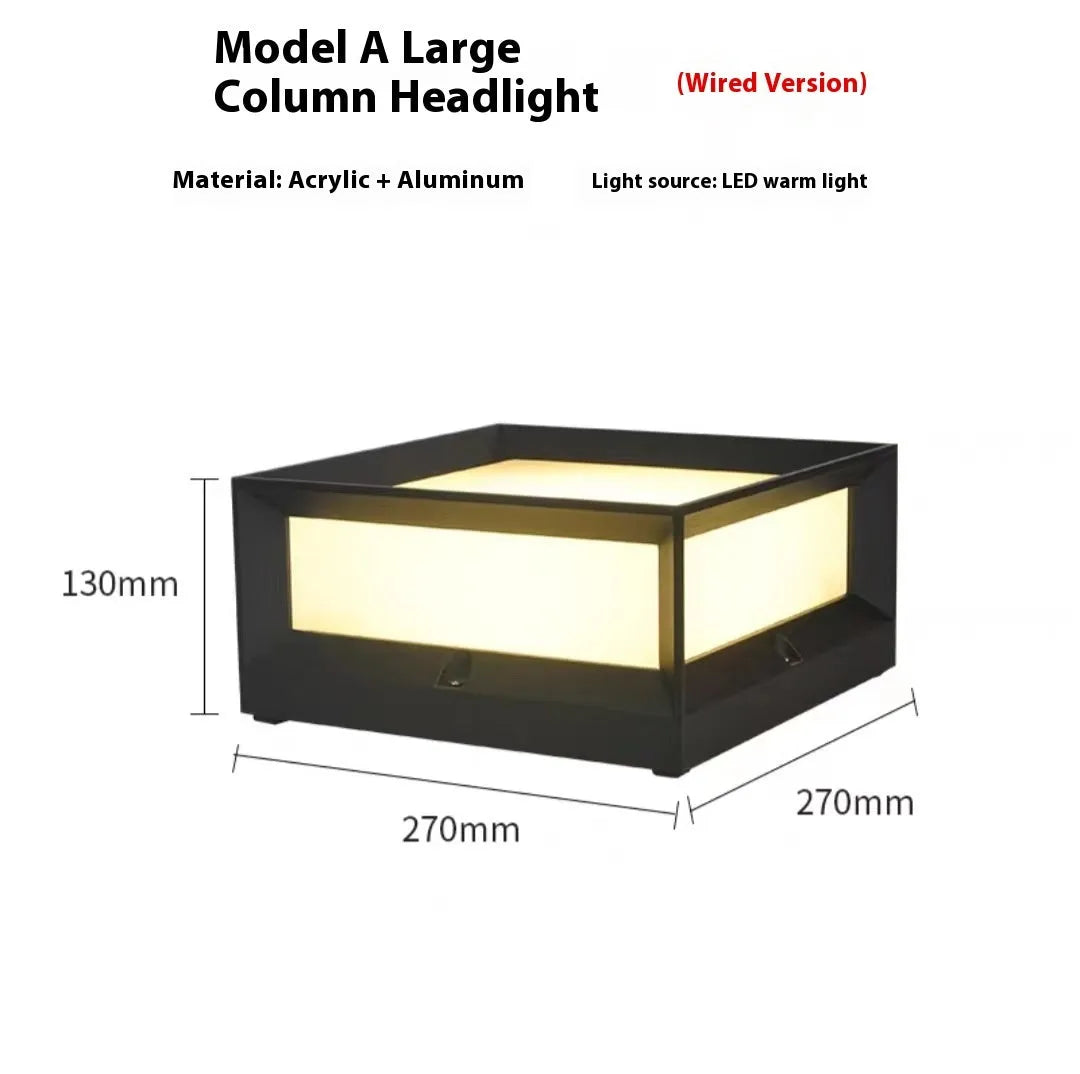 Solar-powered aluminium outdoor LED column light for mounting on doors or walls.