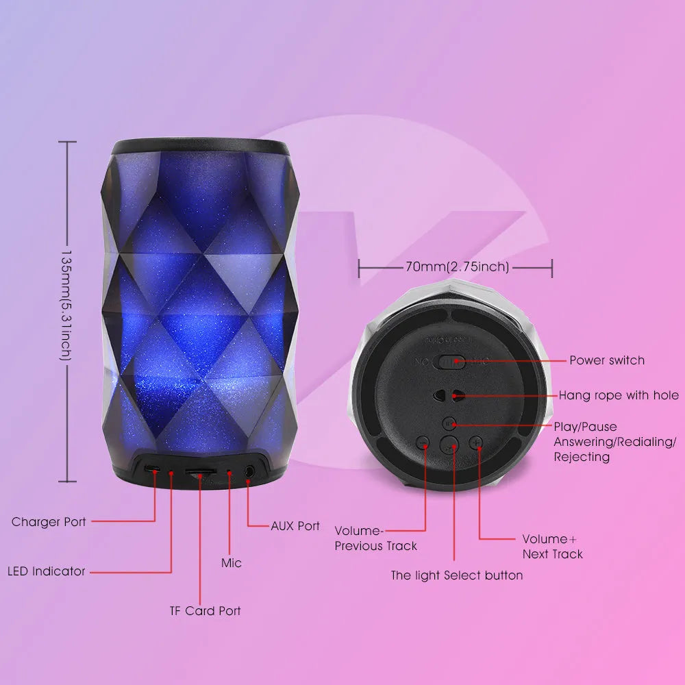 Black crystal Coca-Cola can lantern speaker with diamond-cut design and colourful starry sky lighting effect.