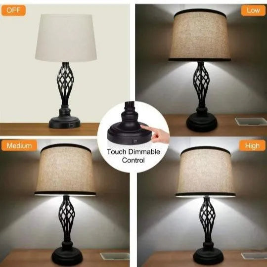 European-style USB table lamp with touch sensor for cold and warm dimmable light on alloy base