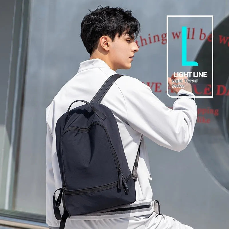 Marco Leideng light grey Oxford cloth backpack with urban style on a plain background