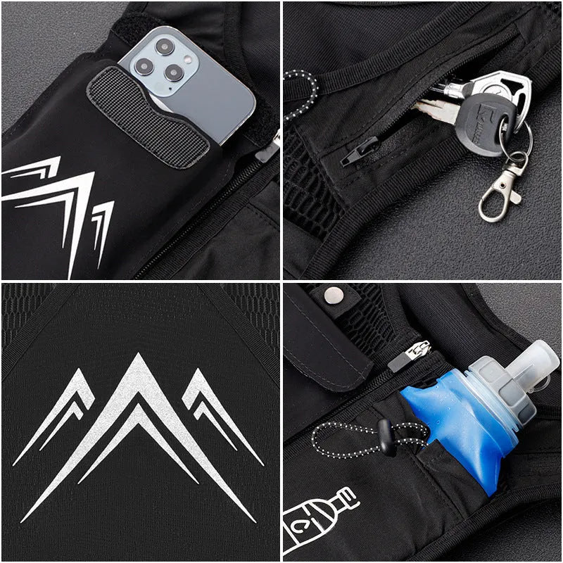 Breathable mesh sports running vest with integrated mobile phone storage pocket