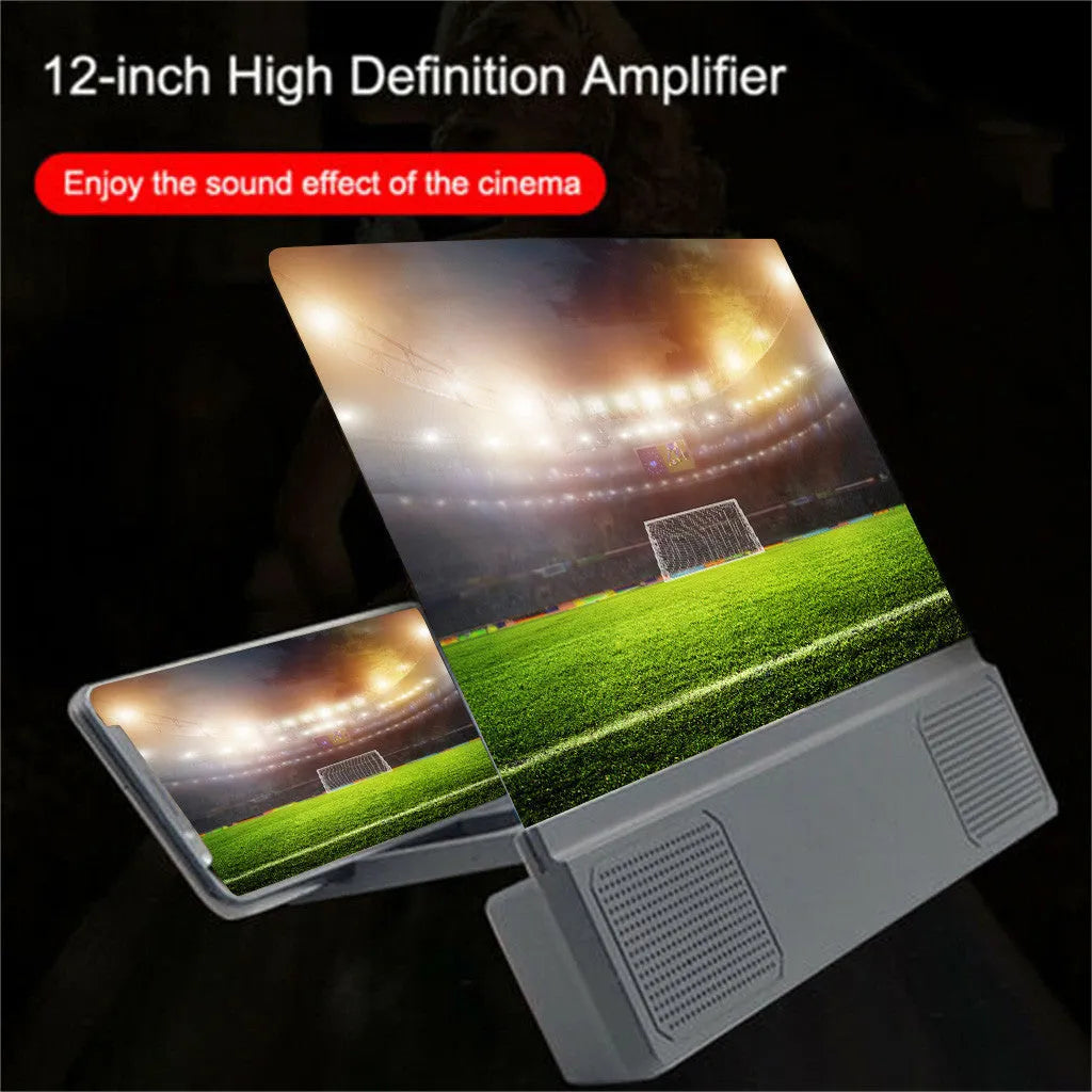 12-inch foldable mobile phone screen amplifier with adjustable gooseneck and speaker.