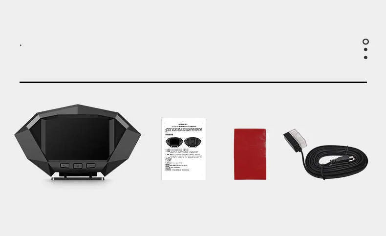 Black vehicle HUD head-up display unit with LCD screen showing driving information