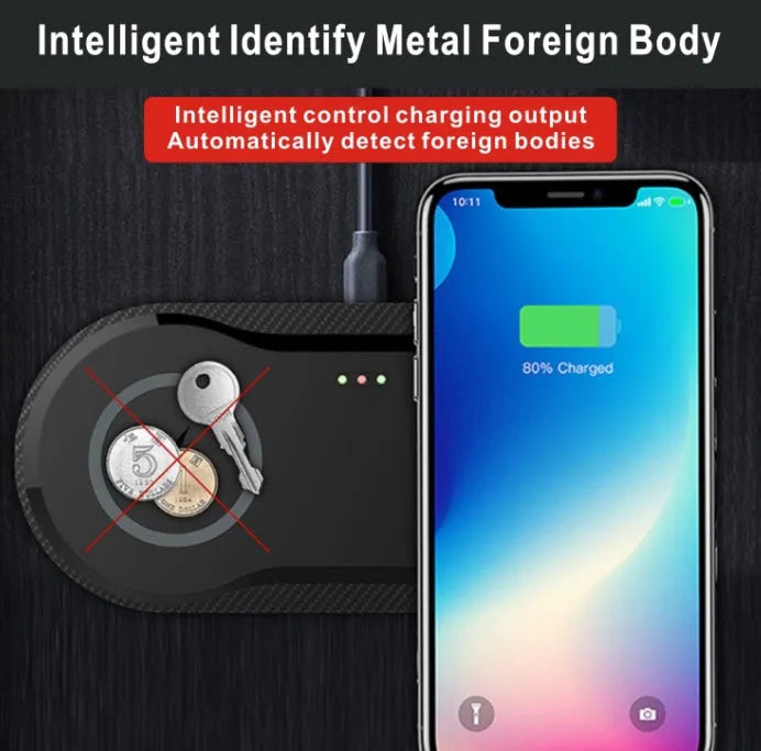 Black and white dual wireless charger charging Samsung and iPhone phones simultaneously