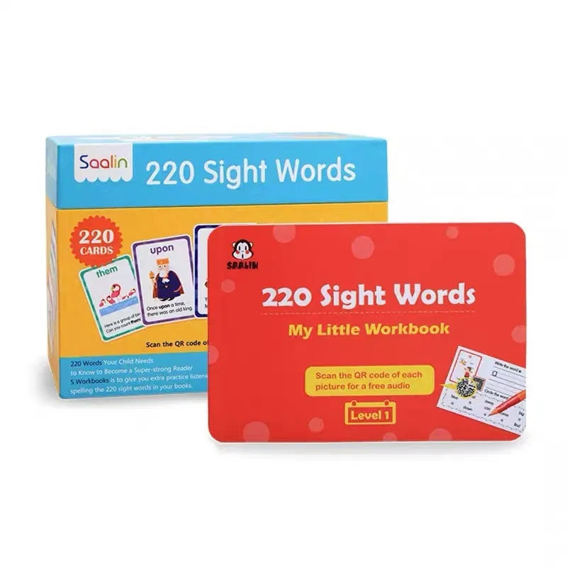 220 high frequency word card gift box set with interactive workbooks for early childhood phonics education