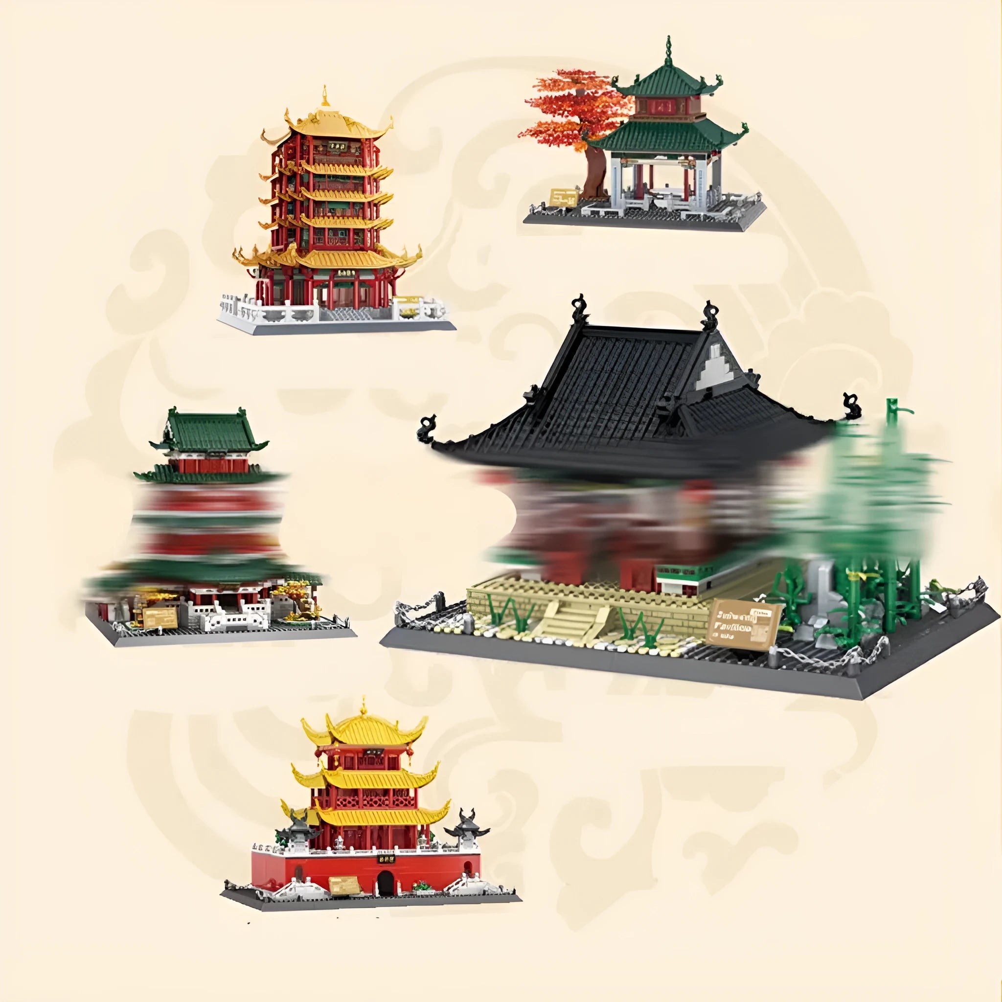 Wange building blocks set with over 800 pieces for constructing landmark models like Eiffel Tower