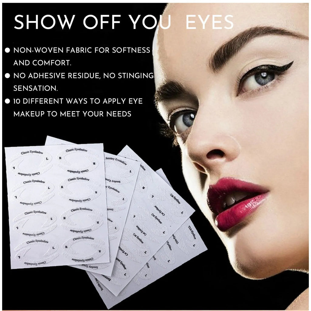 Set of four reusable flexible eyeliner sticker templates for makeup application