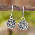 Geometric zinc alloy earrings with distressed ethnic prints in bohemian retro style