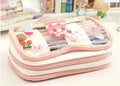 Japanese transparent heart-shaped pen bag in Korean style with rabbit designs