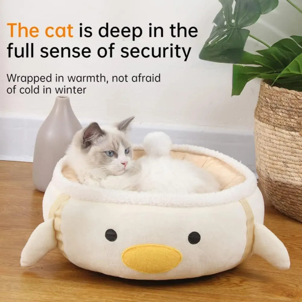 Green dinosaur-shaped cat bed shown both flat as a sofa and hanging as a hammock for small pets.