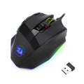 Redragon M801P black wireless gaming mouse with nine buttons and ergonomic shape