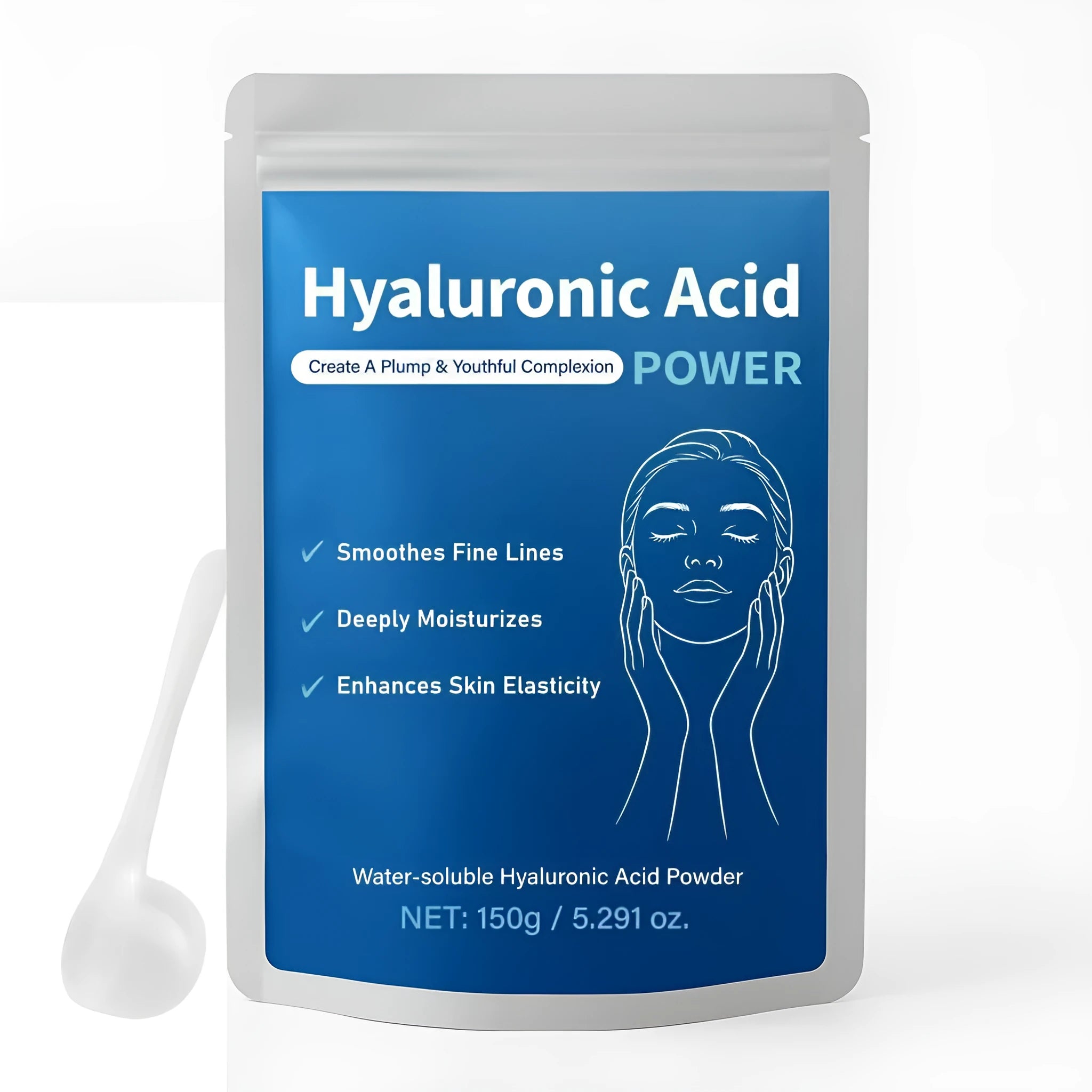 150G bulk container of pure hyaluronic acid powder for DIY skincare and facial beauty formulations