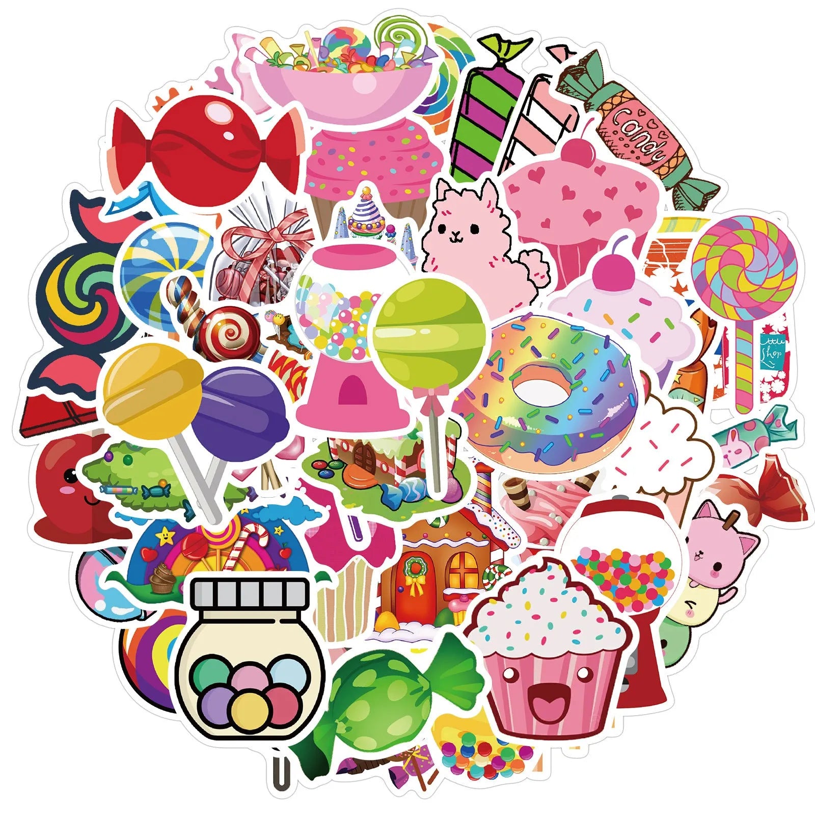 Colourful Candy series graffiti sticker sheets showing cute cartoon designs in graffiti patterns
