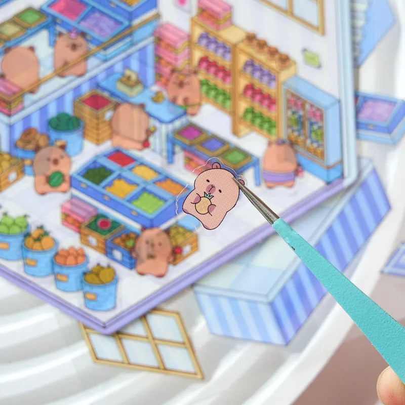 Pack of Capabala cut-free 3D cartoon landscape stickers in various colours on a white background.