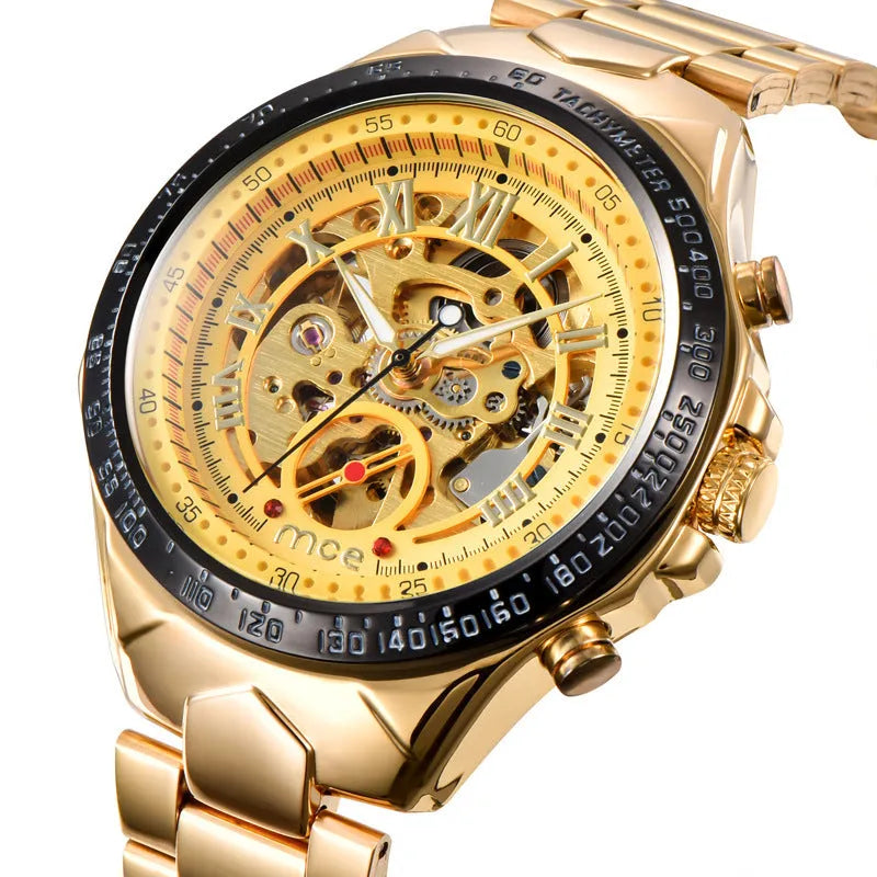 MCE men's explosion-proof mechanical watch on a wrist, shown in one of four available colour variants.
