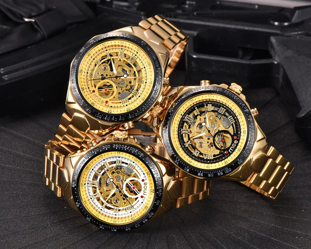 MCE men's explosion-proof mechanical watch on a wrist, shown in one of four available colour variants.