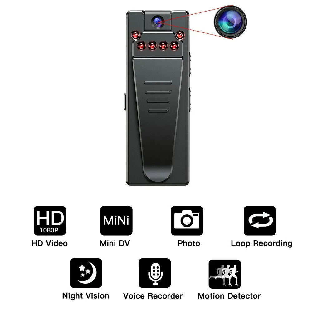 Black 1080p HD DV home camera with rotation feature for vehicle and security recording