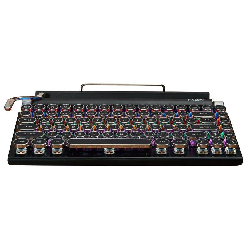 Black Dot retro typewriter style Bluetooth mechanical keyboard with colourful backlight.