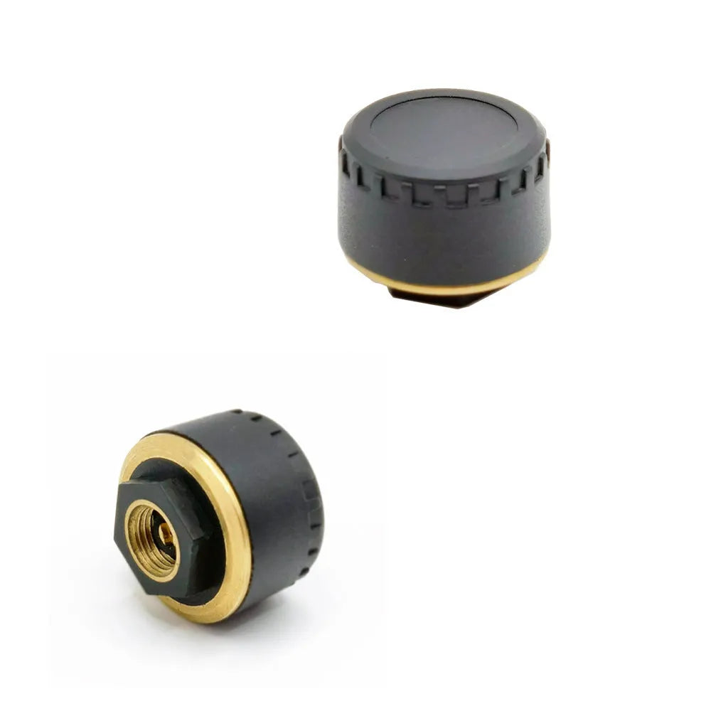 Set of four black Bluetooth tyre pressure monitor sensors for car wheels