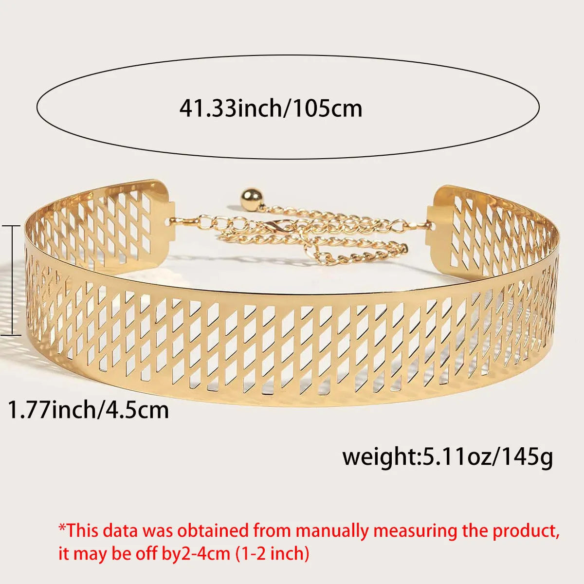 Golden lantern head punching net flower design on a thick black waist seal belt with alloy buckle.