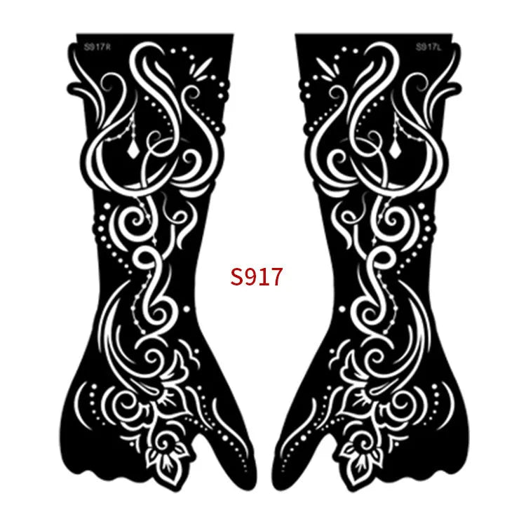 Geometric hollow template tattoo sticker set with 30 three-dimensional paper carving designs