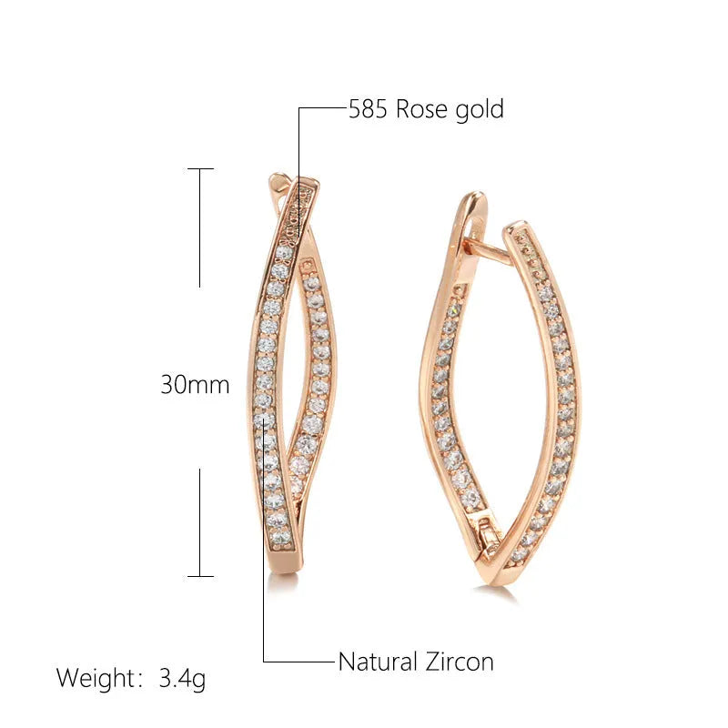 Geometric copper drop earrings with zircon detail in colour H0493, showing ins style design