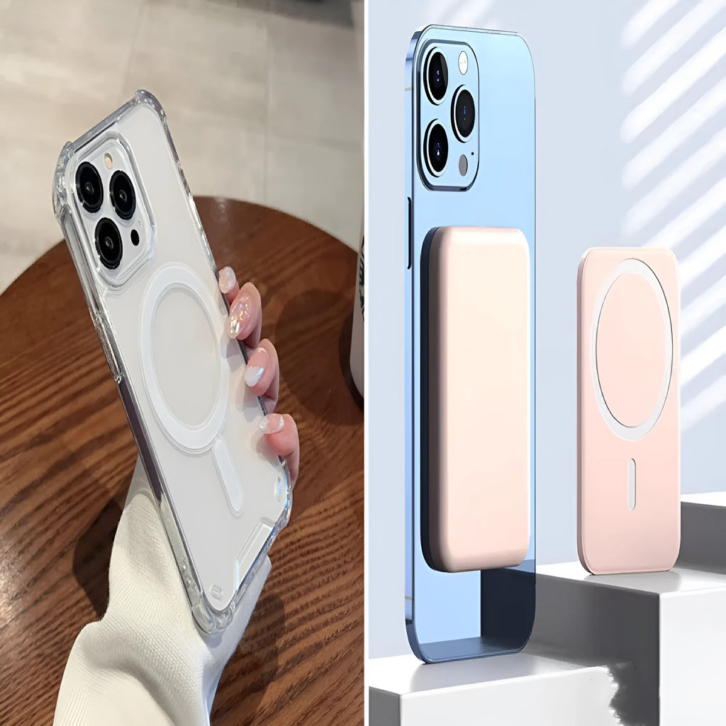 Four-corner airbag iPhone case with magnetic suction, frosted PC, transparent option, fits iPhone 11 to 15 Pro Max