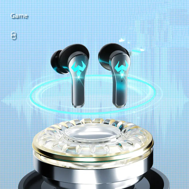 Black wireless in-ear sports headset with Bluetooth 5.0