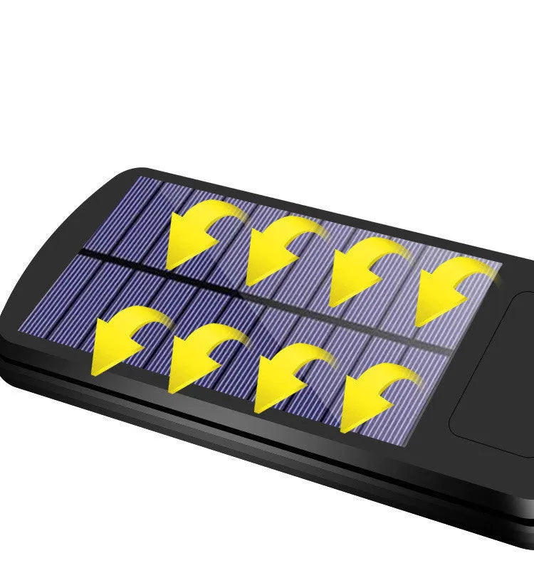 Black solar powered motion sensor street light for outdoor security with PIR sensor