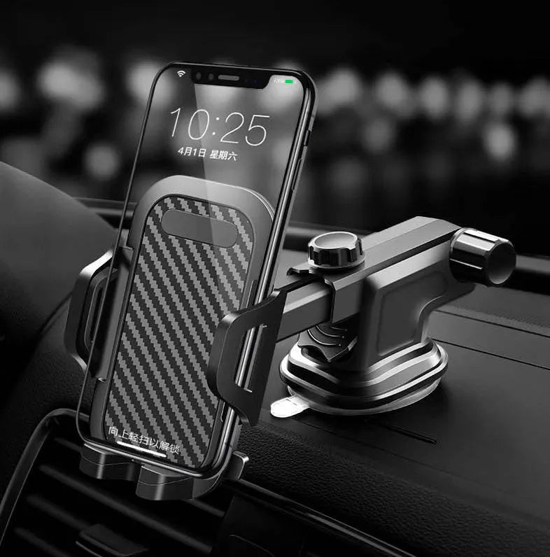 Black car phone holder for mobile phones sized 4 to 7 inches