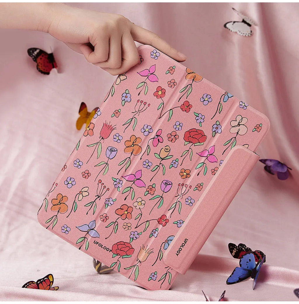 Flat polyurethane protective sleeve for 10.9-inch iPad Air with magnetic clip closure.
