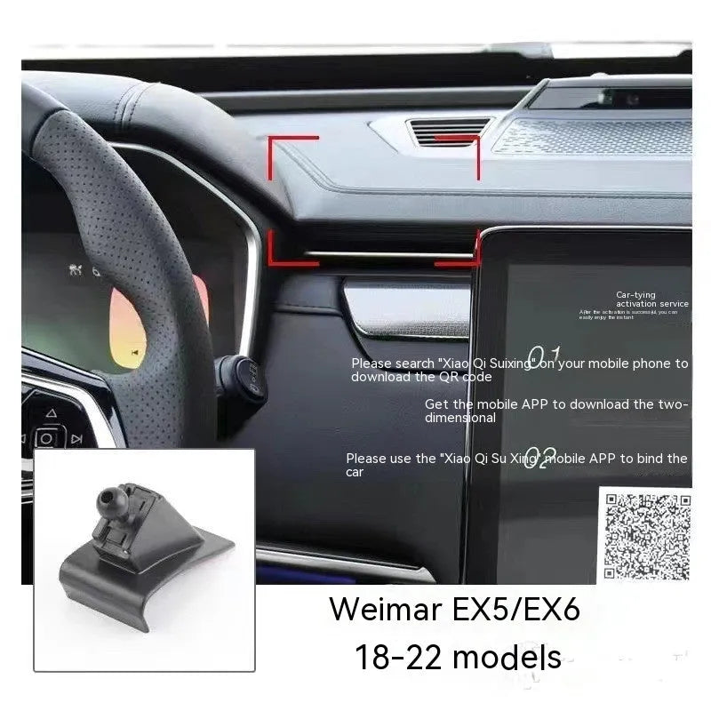 GOODWAY dashboard mobile phone holder showing 360-degree rotation and snap-on mounting system