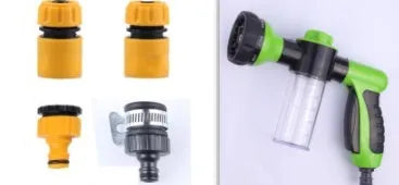 Green high pressure foam spray gun with adjustable nozzle for car washing and garden cleaning