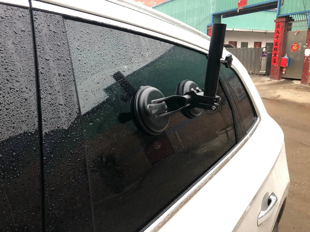 Black off-road car sucker base with round glass suction cup for vehicle flag mounting