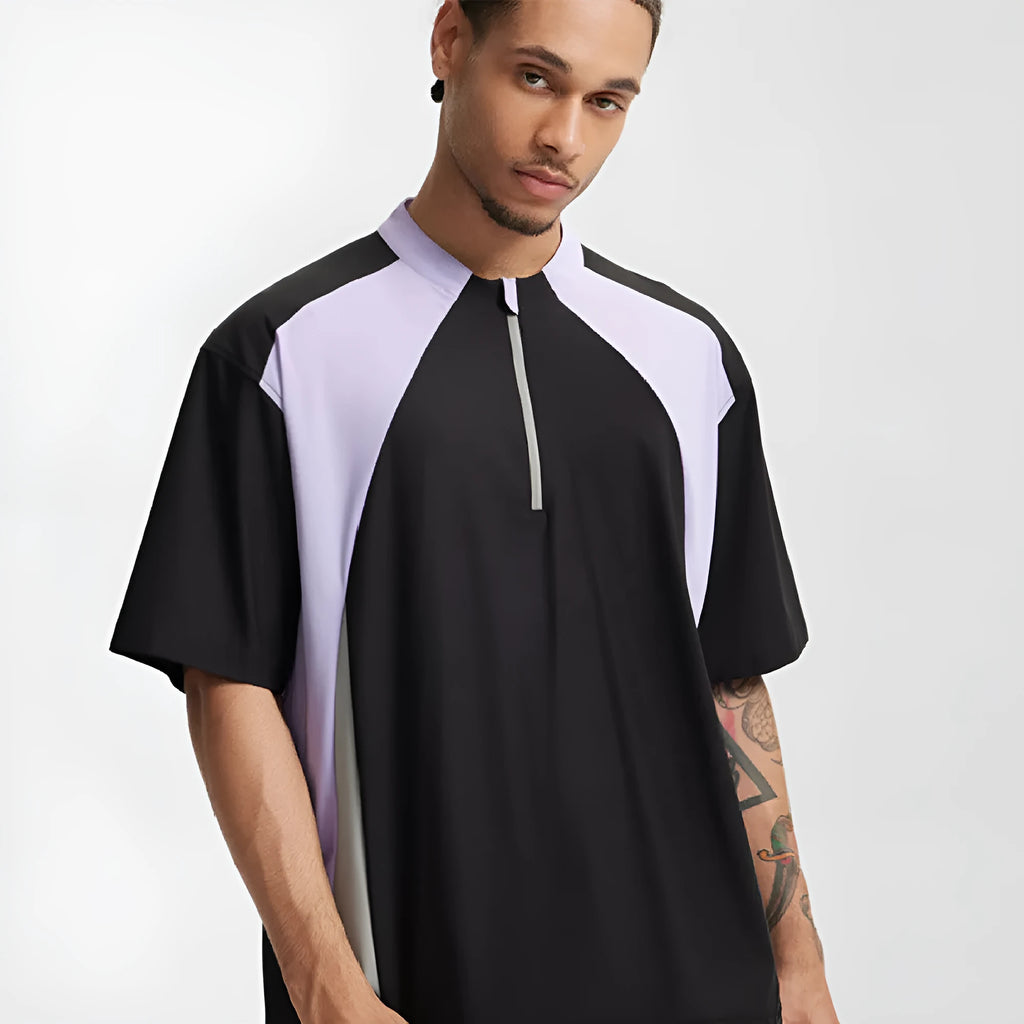 Men's lightweight polyester casual top in solid colour with choice of long or short sleeves
