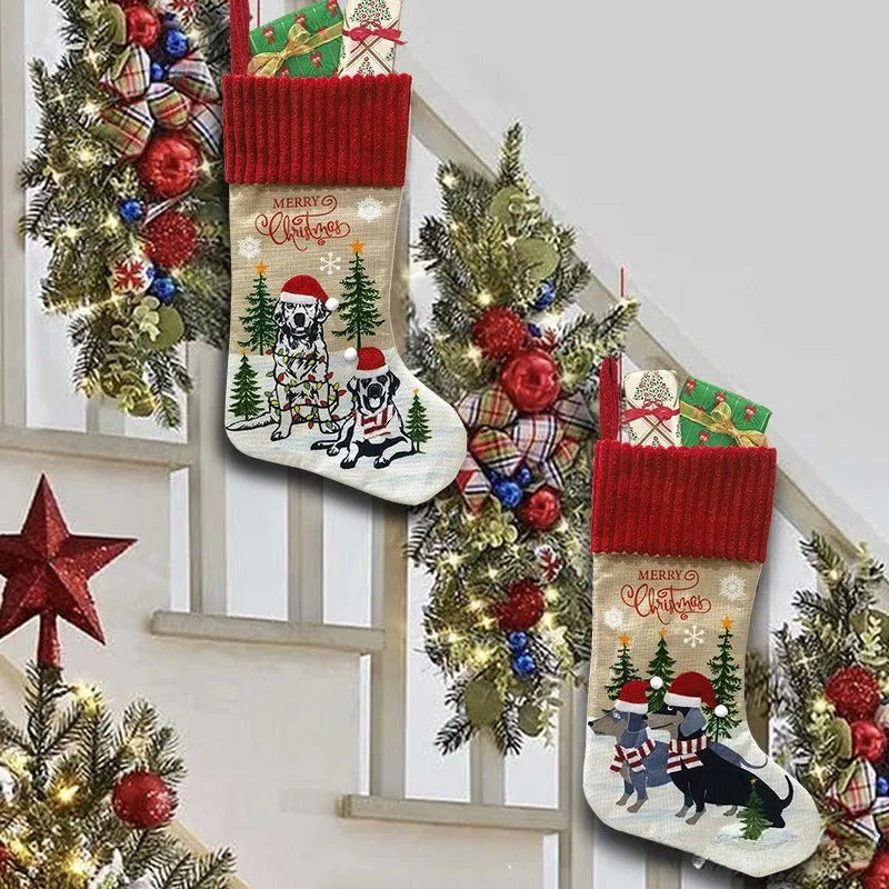 Fabric Christmas tree pendant with pet designs measuring 46 by 28 centimetres