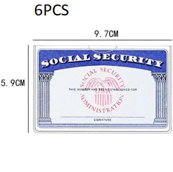 Transparent PVC waterproof ID card holder showing a Social Security card inside.