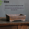 Purple sand rectangular bonsai pot with five-line basin design for pine or cypress trees.