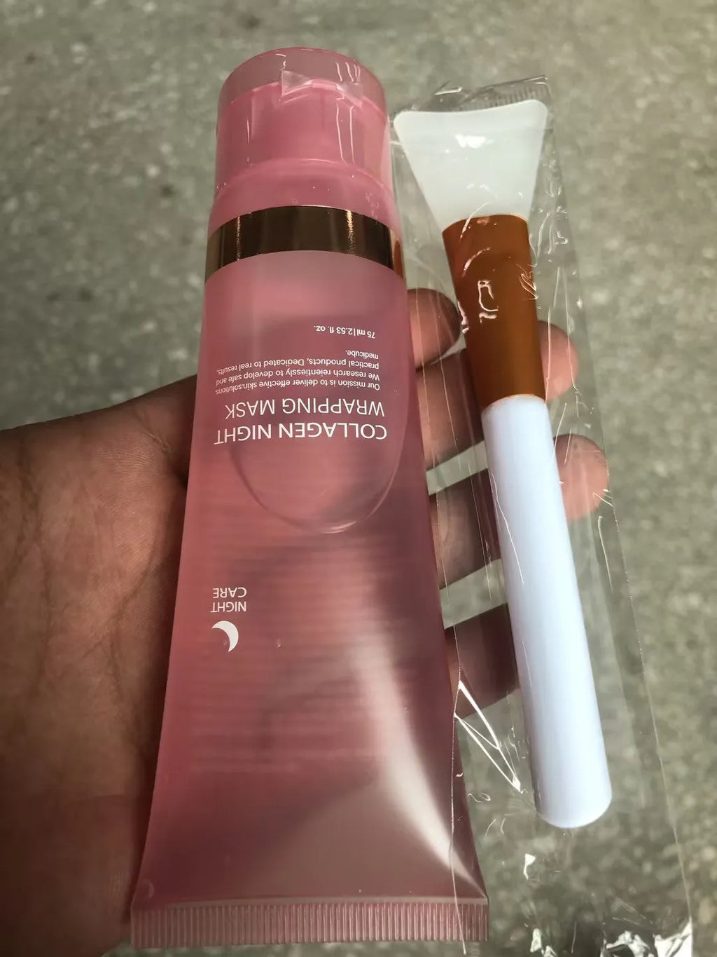75ml collagen night face mask bottle with application brush for peel-off firming treatment