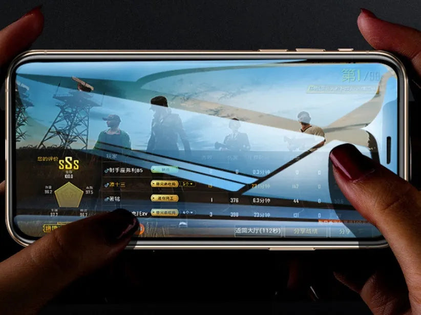 Samsung Galaxy tempered glass screen protector showing full coverage and anti-seeking alignment features