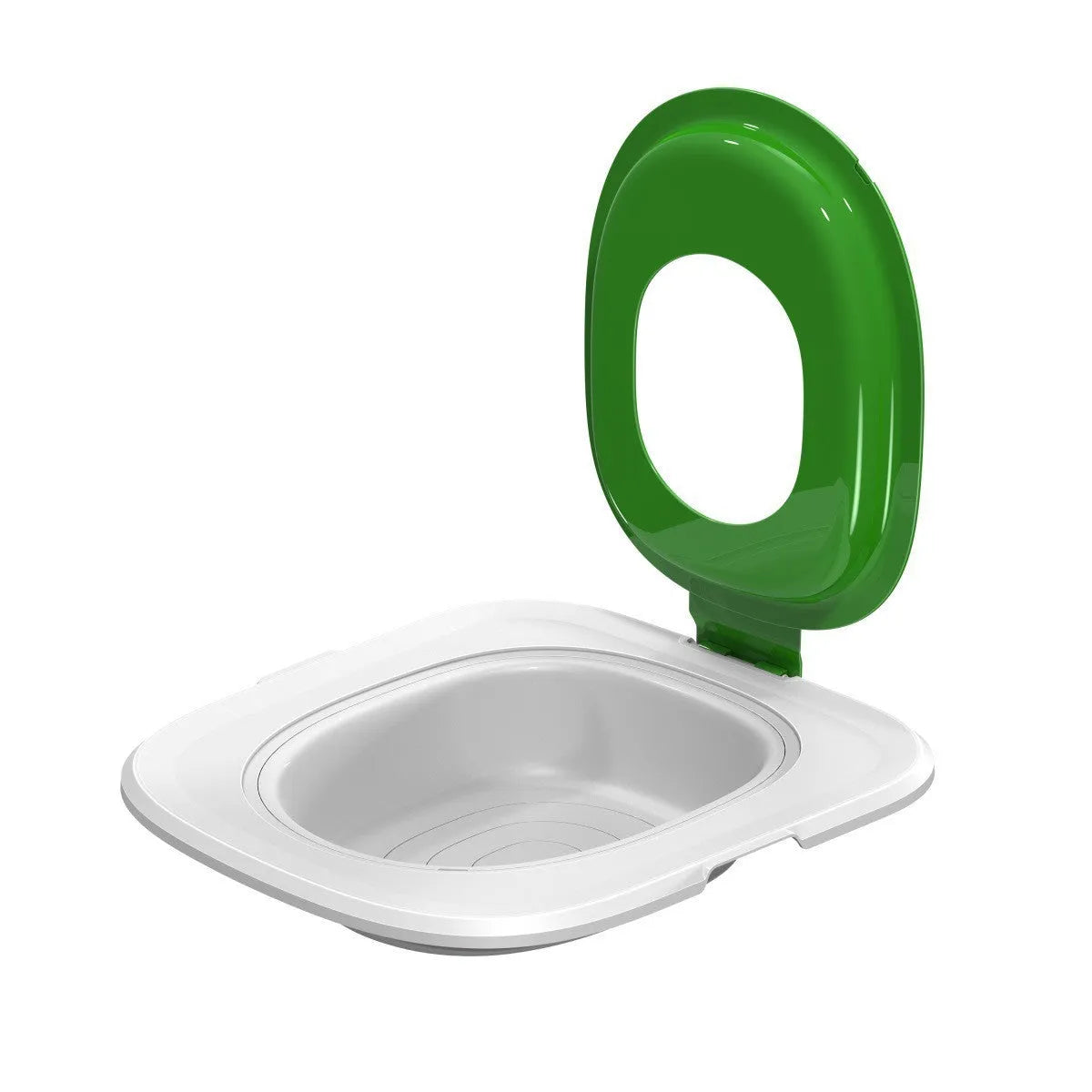 Fifth generation cat toilet trainer in ABS plastic showing new shape design
