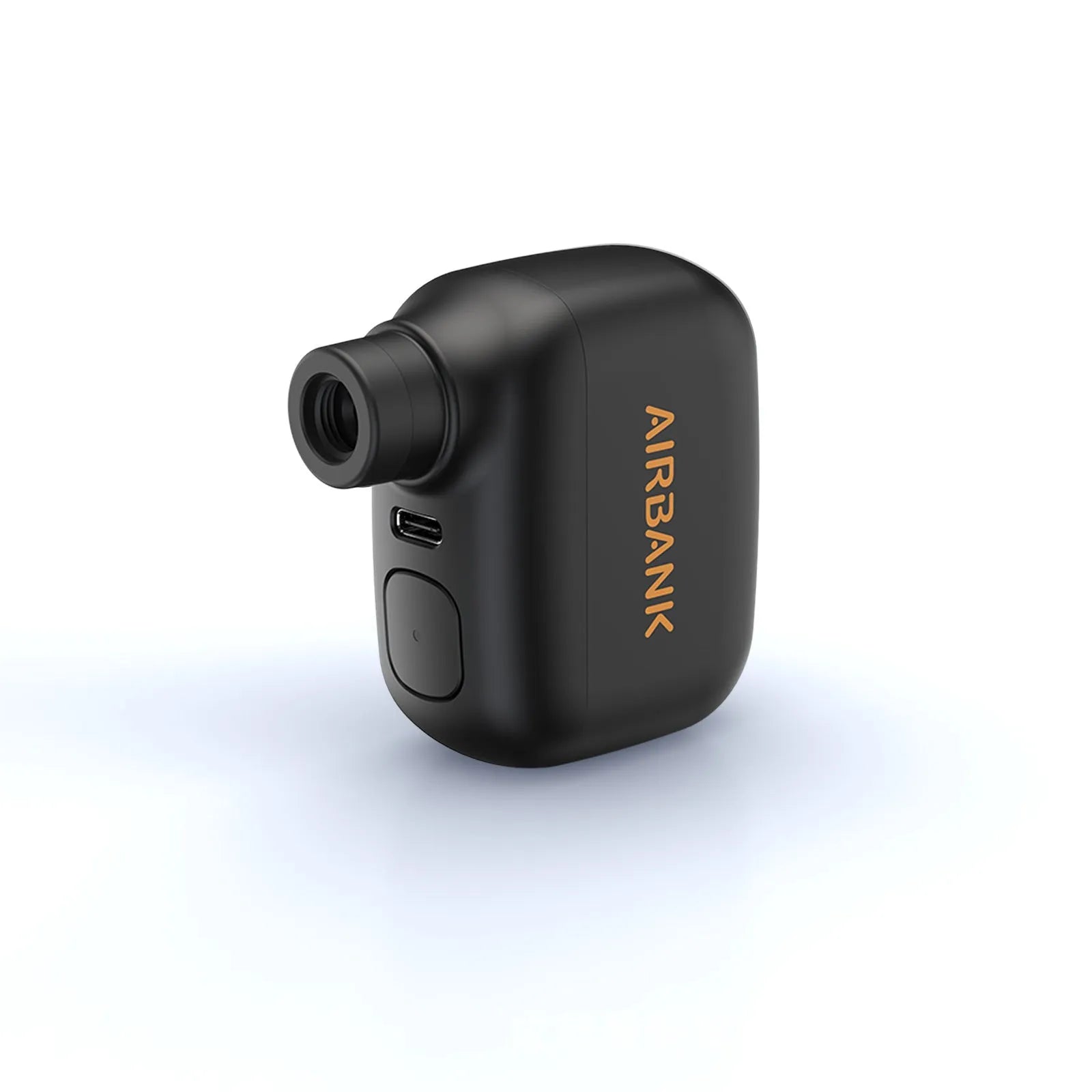 Black AS100 electric bicycle pump with USB charging port showing compact dimensions